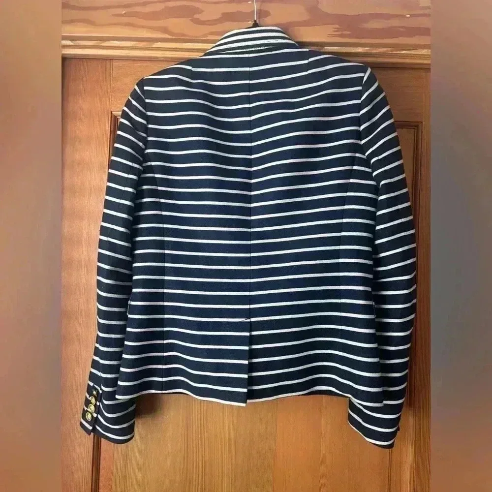 J.Crew Women’s Striped Schoolboy Blazer. Blue & white striped. Size 8.